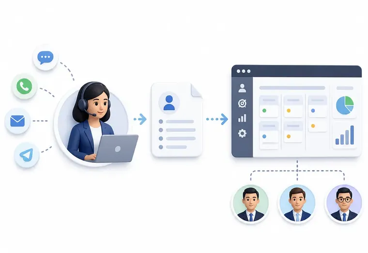 Как виртуальный секретарь передаёт заявки в CRM отдела продаж?